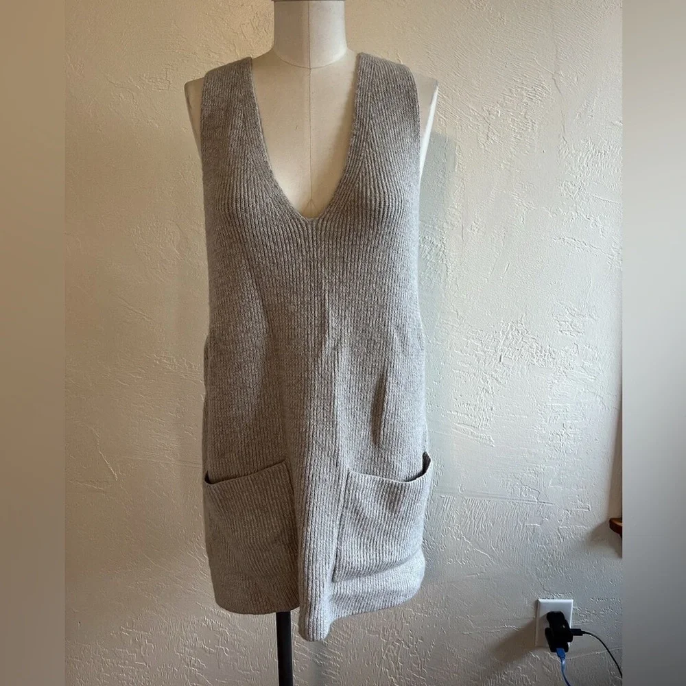 Free People V Neck Tank Dress Women’s Wool Alpaca Blend Sweater Pockets Size XS